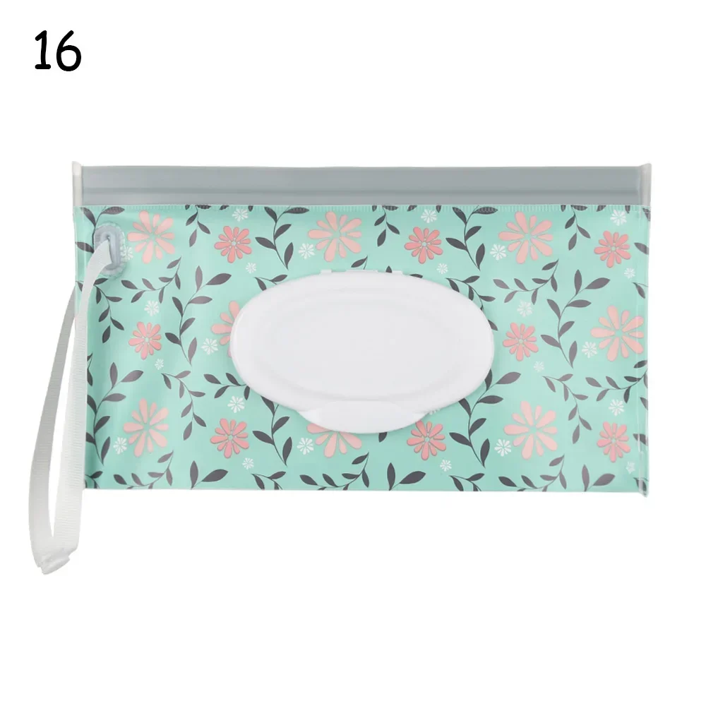 1Pc Baby Fashion Wipes Carrying Case Clutch and Clean Wet Wipes Bag for Stroller Cosmetic Pouch with Easy-Carry Snap-Strap