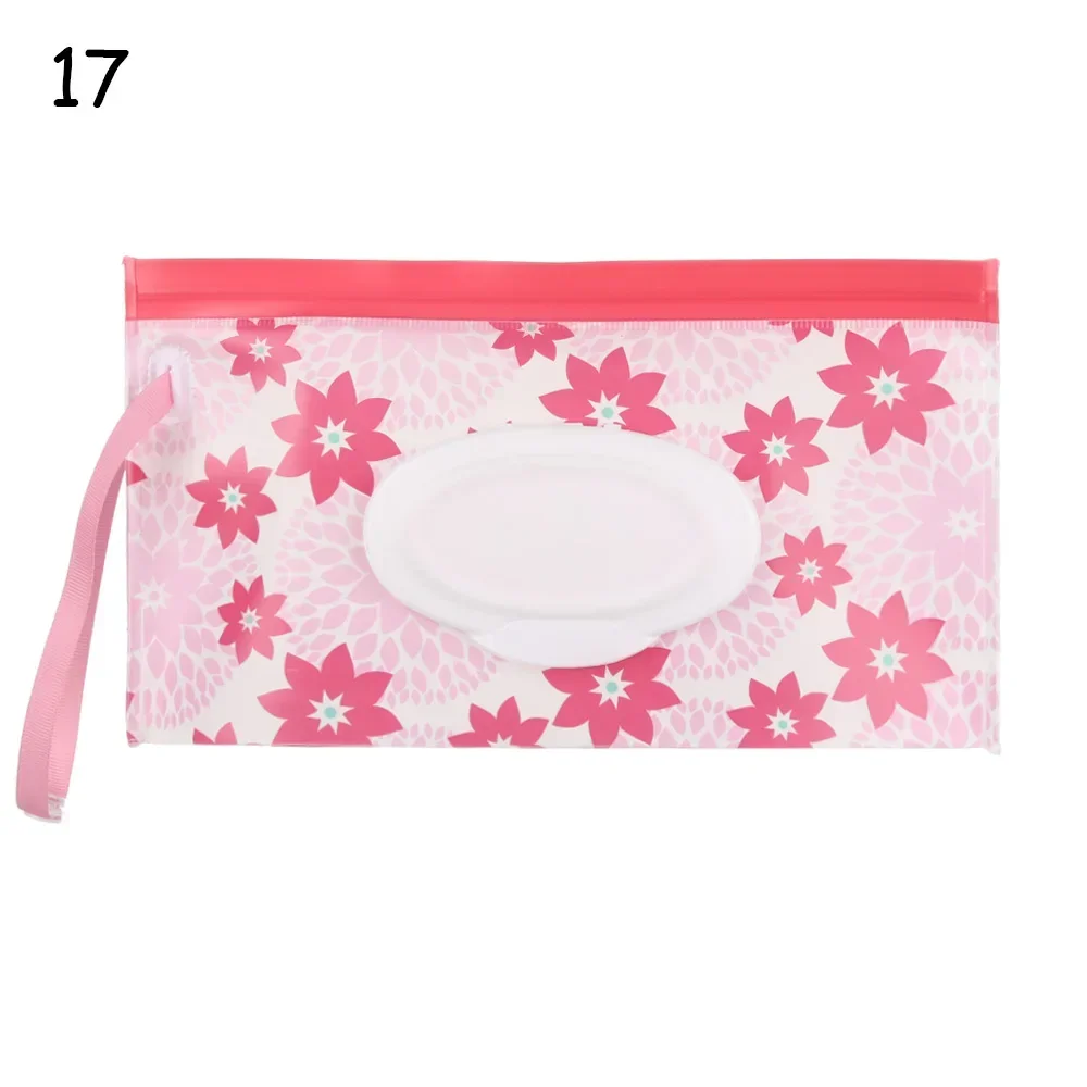 1Pc Baby Fashion Wipes Carrying Case Clutch and Clean Wet Wipes Bag for Stroller Cosmetic Pouch with Easy-Carry Snap-Strap