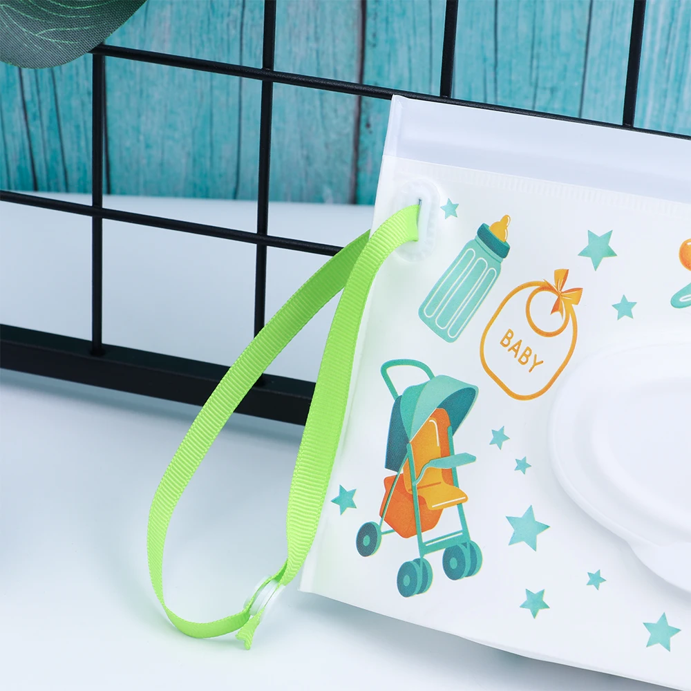 1Pc Baby Fashion Wipes Carrying Case Clutch and Clean Wet Wipes Bag for Stroller Cosmetic Pouch with Easy-Carry Snap-Strap