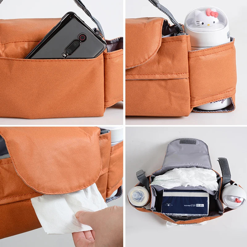 Stroller waterproof Organizer Bags  Large Capacity Travel Hanging Bag Bottle Holder Pram Diaper Bags Baby Stroller Accessories