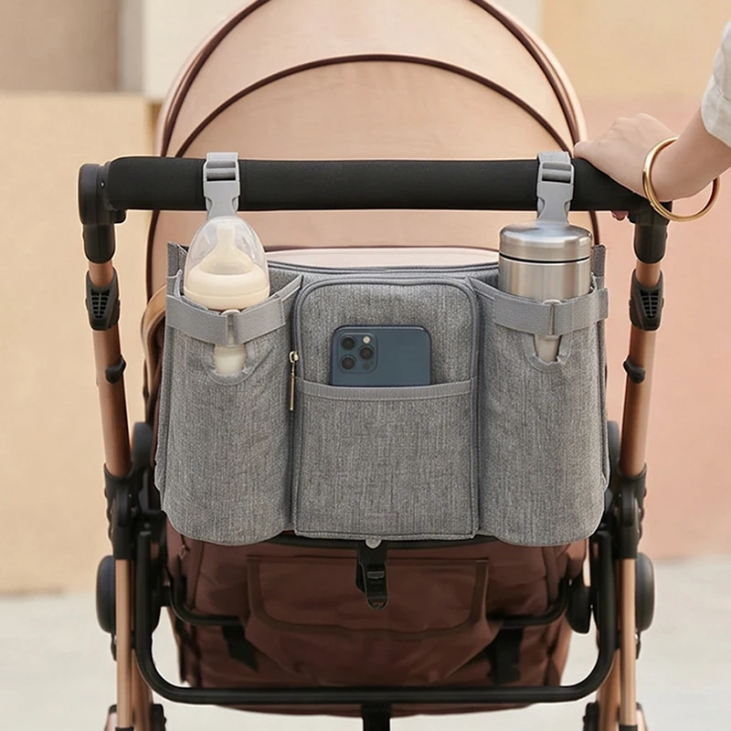 Waterproof Baby Stroller Organizer Diaper Bag Large Capacity Universal Hanging Bag for Bottles Phone